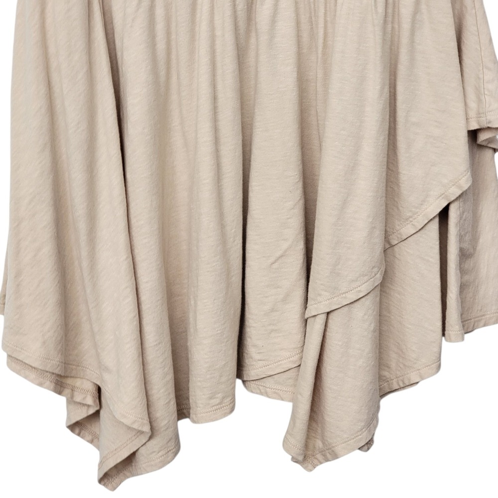 Aerie Strapless Handkerchief Mini Dress Size XL Beige Cotton Beach Asymmetrical - Picture 7 of 10